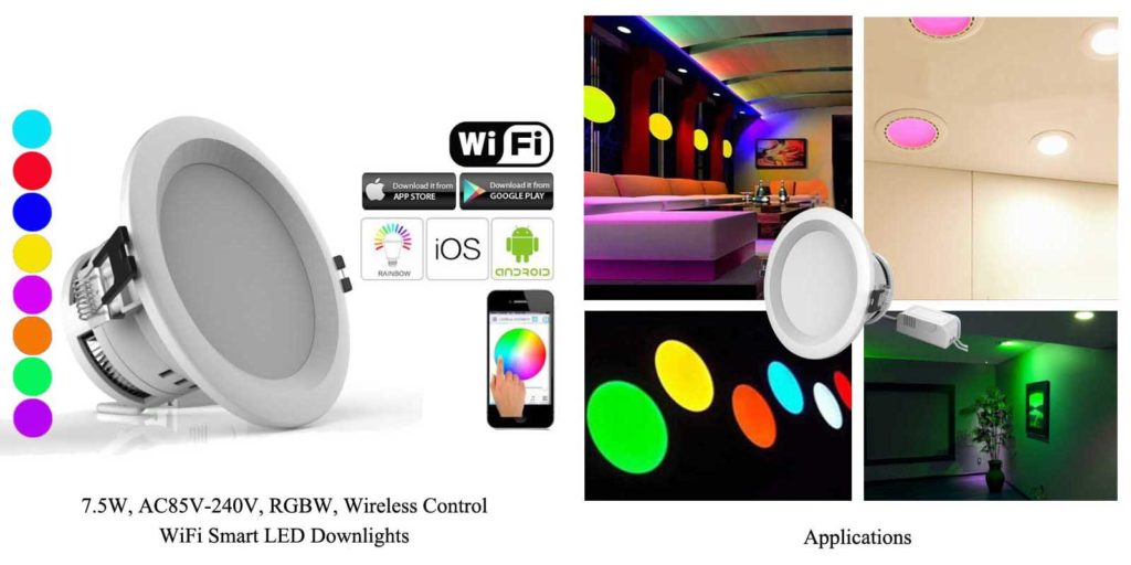 rgbw bluetooth smart led downlights 7.5w