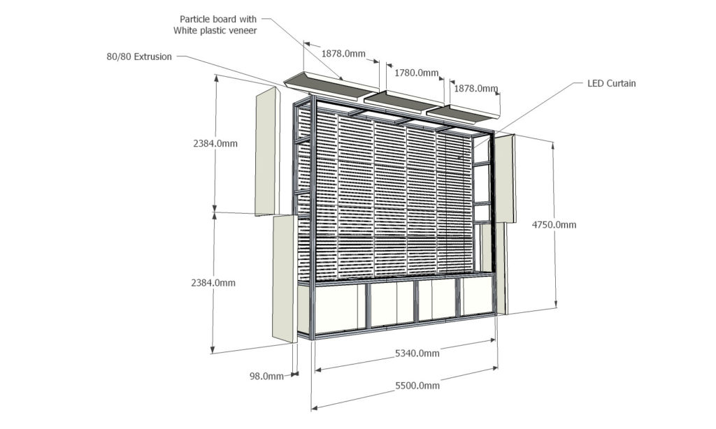 led curtain back lighting cabinet