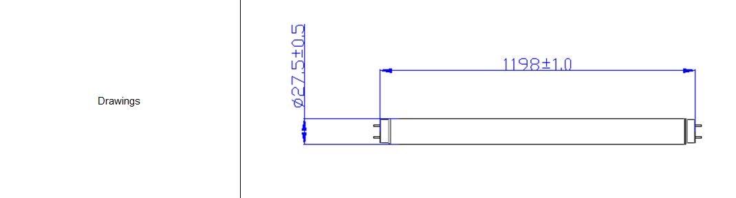 Triac Dimmable led t8 tube lighting size and drawing